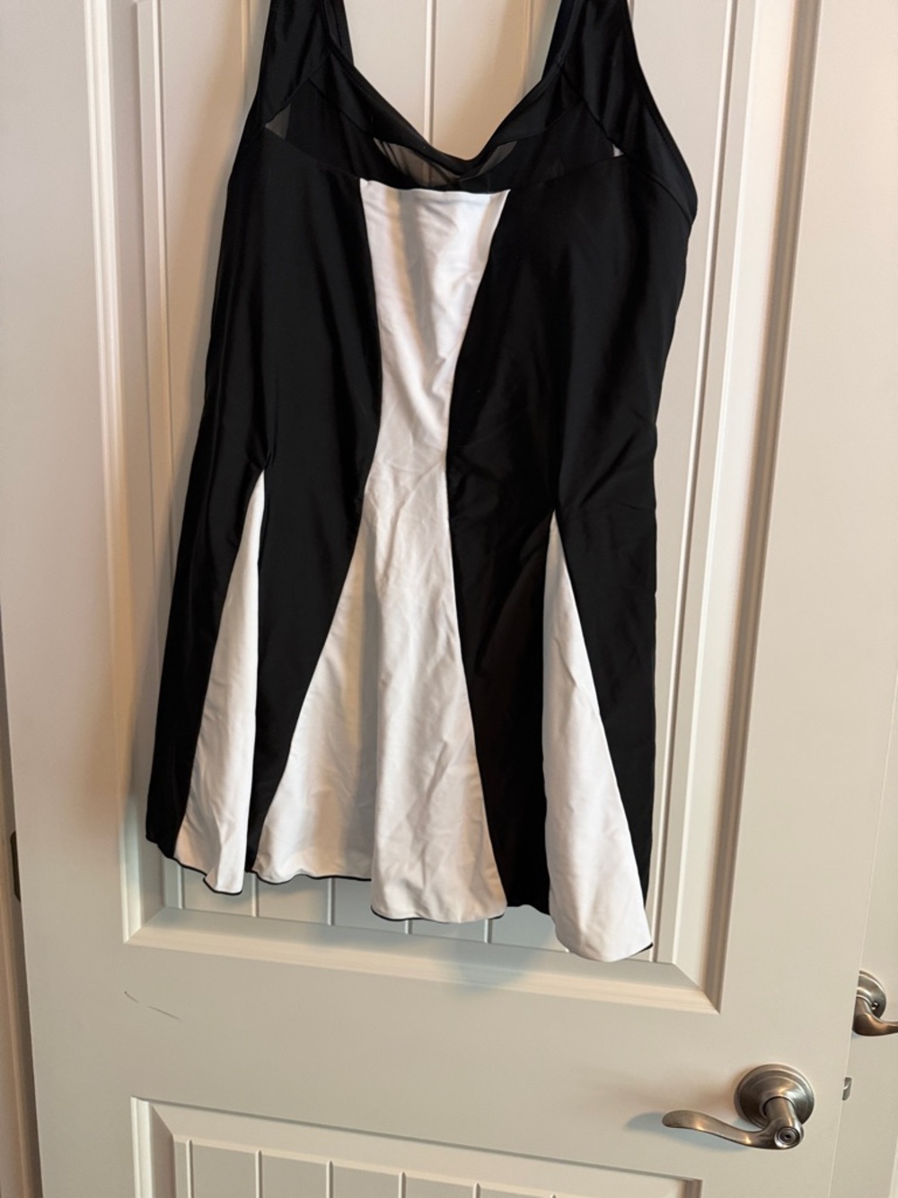 Black & White One-Piece Swimdress - Classic A-Line Swimwear